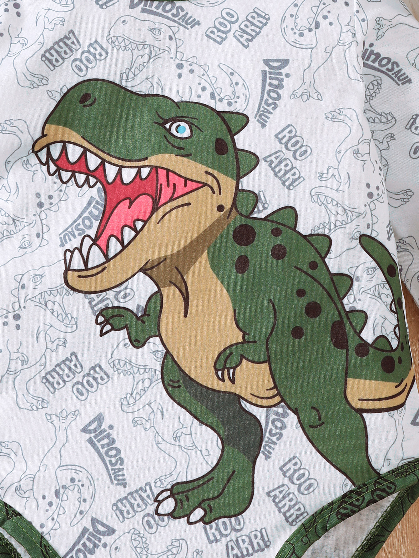 Catpapa boy Dinosaur Print Long Sleeve Romper Jogger Pants & Knot Hat 3Pcs Set, 0-2Y Baby Boys, Soft Breathable Fabric, For Daily Wear & Baby Photoshoots boys clothing set baby romper
