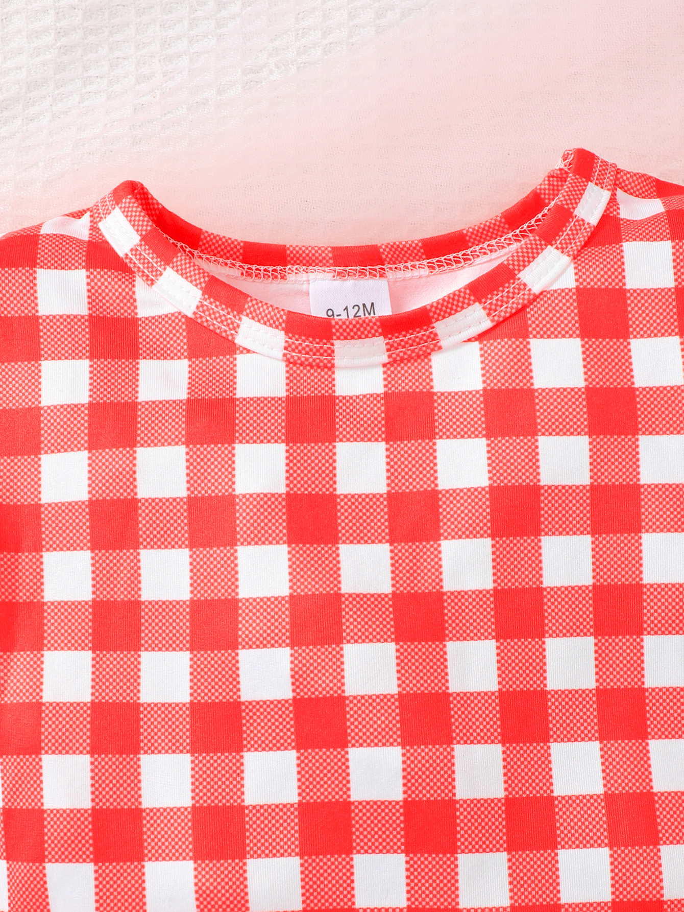 Catpapa girl Red Gingham Flutter Sleeve Top Heart Applique Suspender Romper with Bow Headband 3Pcs Set, 0-2Y Baby Girls, Soft Breathable Fabric, For Summer Daily Outings & Baby Photoshoots