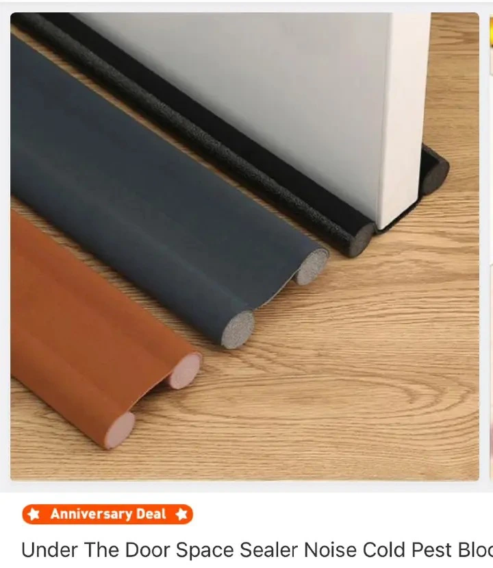 Bottom Door sealer strip Under Door Draft Noise Blocker Black Gap Stoppers Door Draft Guard for Bottom of Doors Adjustable Door Seal Sweep Draft Home Essentials Gadgets