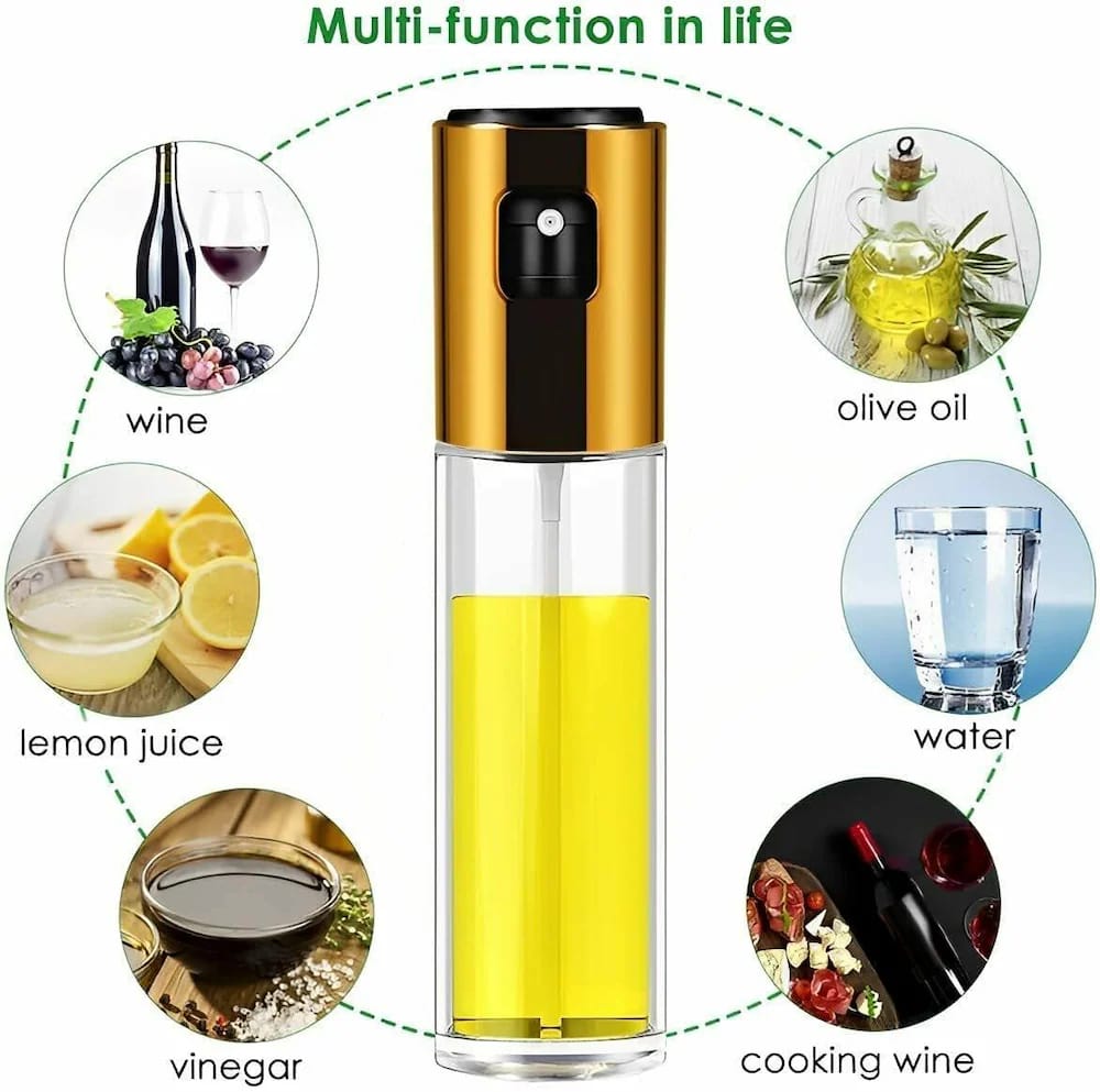 Kitchen press - action oil spray bottles. oil dispenser, they help control oil usage. Ideal for cooking and grilling, these bottles spray oil evenly.They can also hold condiments like oil and vinegar。