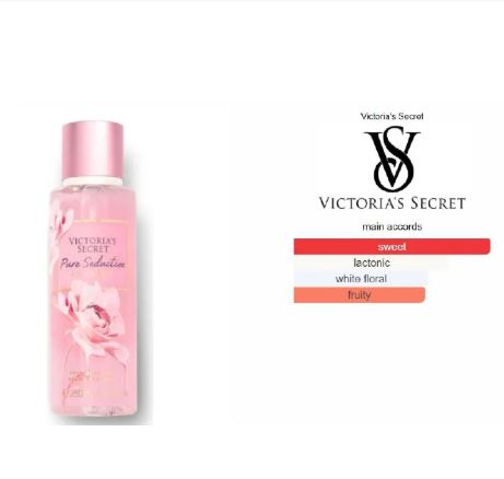 VICTORIA SECRETS LA CREME (1pc) Women Perfume Body Splash Longlasting Floral Fruity Fragrance Gift ideas (Pure Seduction, Velvet Petals, Bare Vanilla) Notes: Lactonic, Gardenia