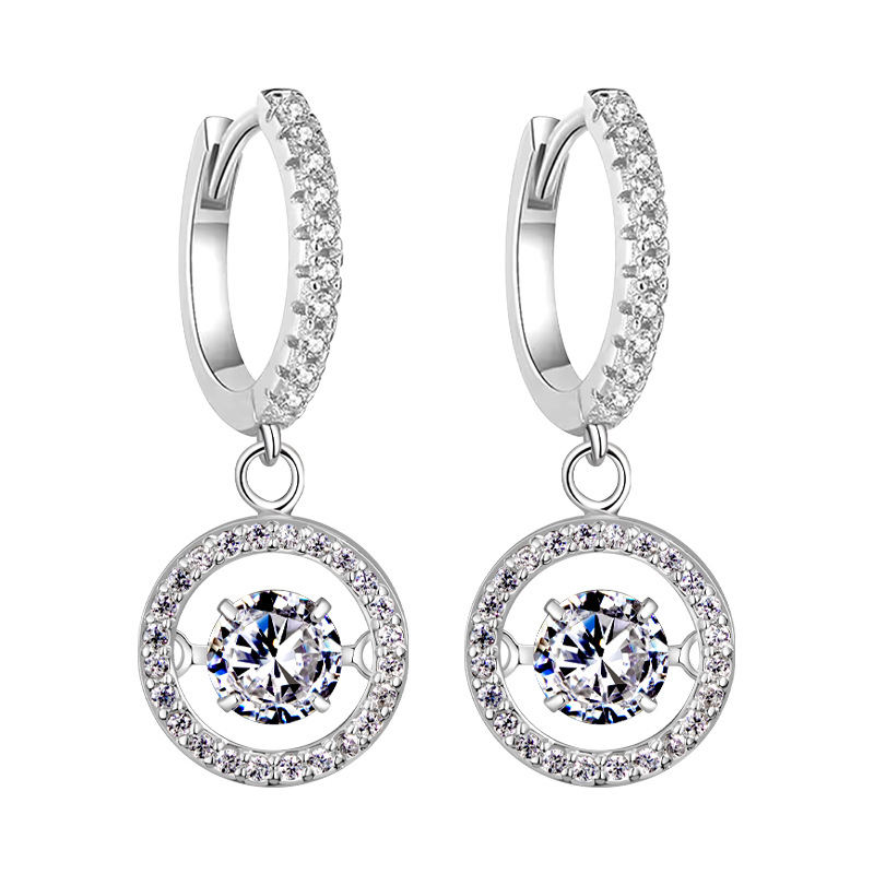 Smart and explosive s925 pure silver earrings made of moissanite high carbon stone, 50% cross-border European and American D-color moissanite earrings factory