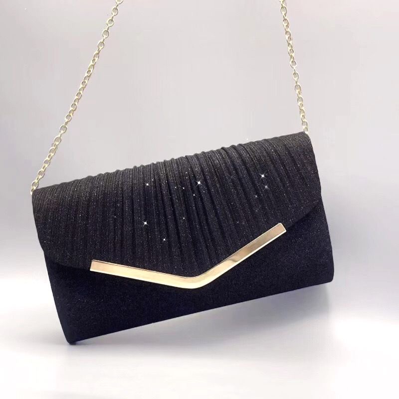 Silver Clutch Bags, Women's Clutches Evening Bags with Detachable Chain, Sequin Bag Envelope Handbags Purses for Women Bridal Prom Party Wedding black One size fits all