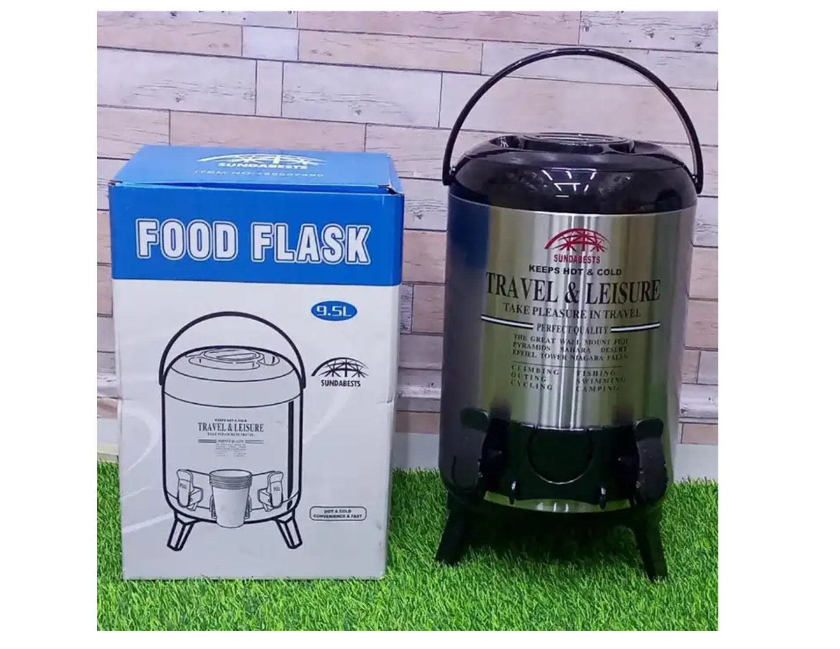 CLEARANCE OFFER 9.5 Ltrs Stainless Steel Portable Flask Tea/Coffee Urn Hot/Cold Beverages Drinks Dispenser Tea Urn