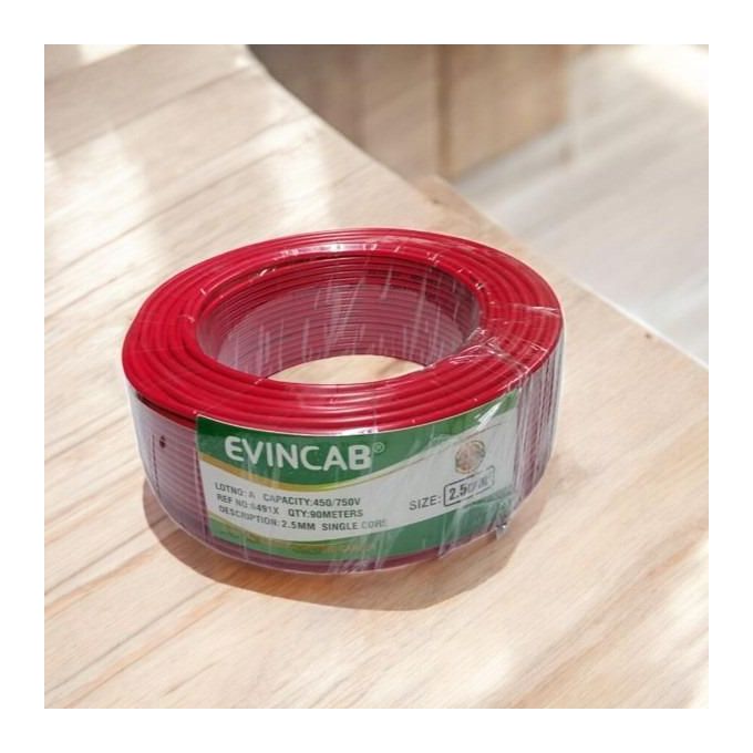 Evin 2.5mm Single core Wiring cable 90m Red