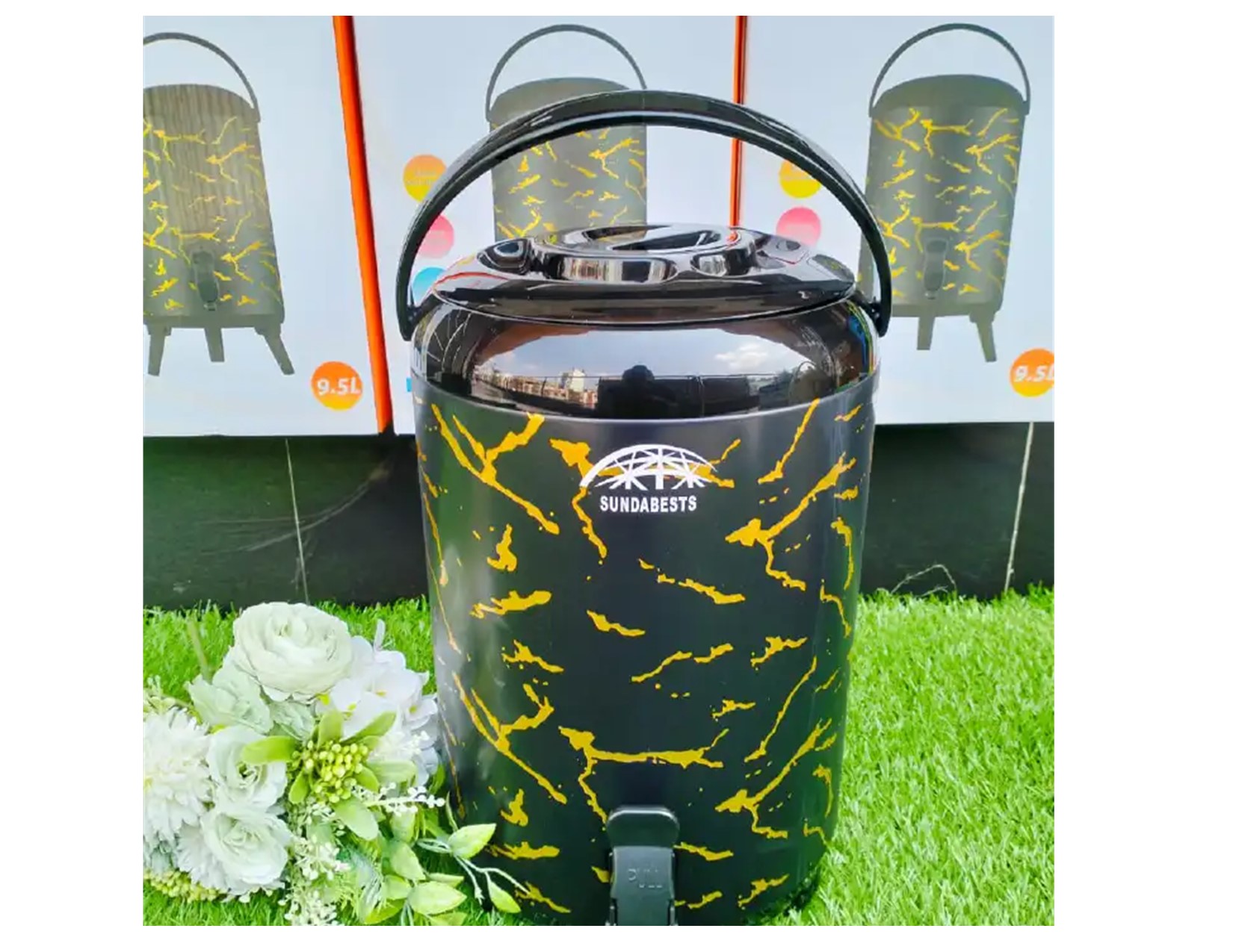 CLEARANCE OFFER 9.5 Ltrs Stainless Steel Portable Flask Tea/Coffee Urn Hot/Cold Beverages Drinks Dispenser Tea Urn