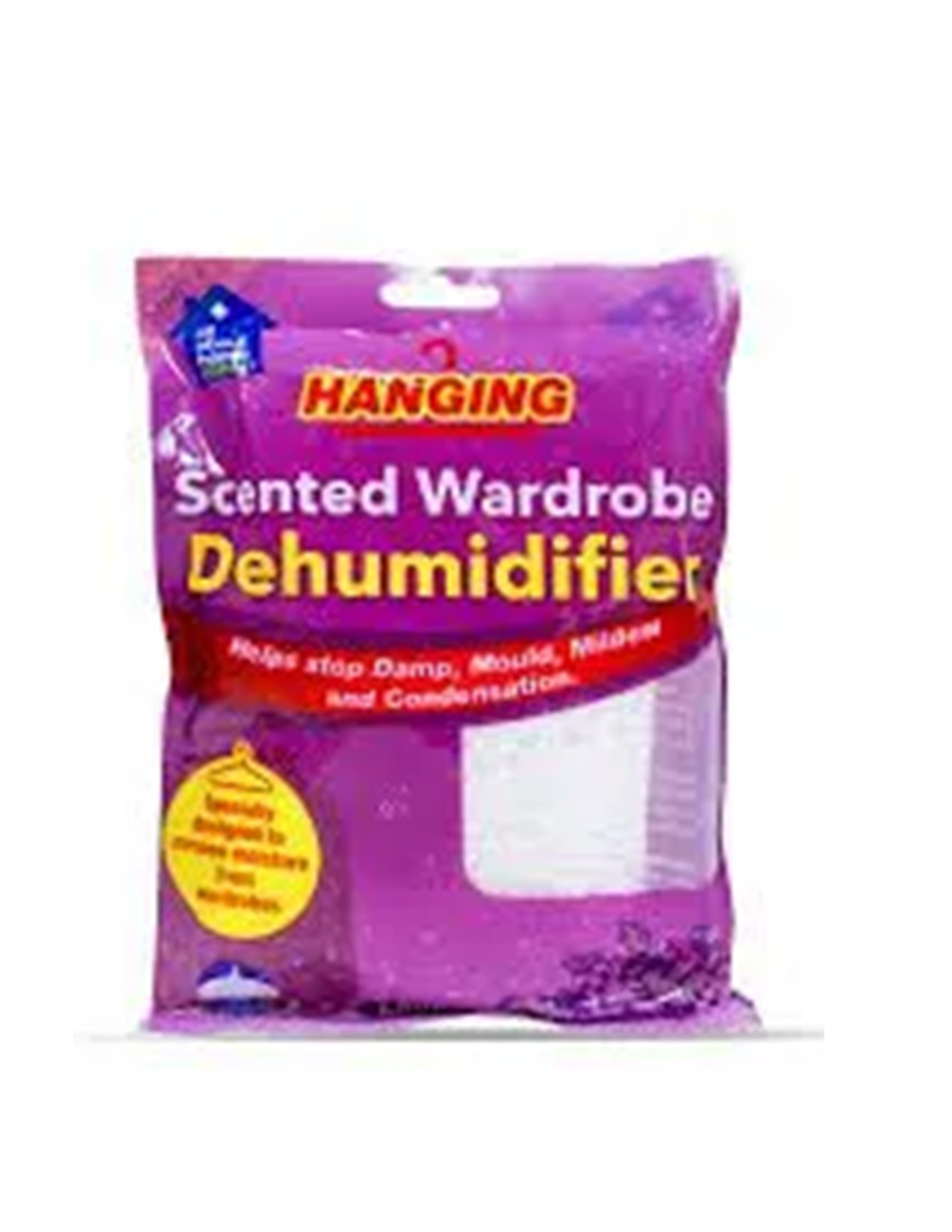 AAH Everyday Hanging Wardrobe Dehumidifier Lavender 180G-Designed to absorb excess moisture and eliminate musty odors, this hanging dehumidifier is perfect for wardrobes, closets, lockers, or storage