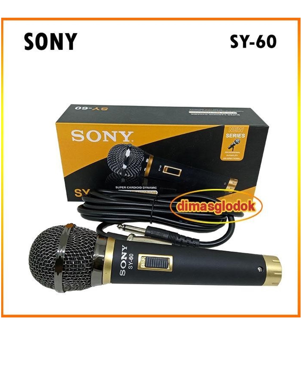 SONY Microphone SY-60 Professional Dynamic For Vocal/Karaoke HI-FIDELITY Unidirectional Wired Super Cardioid Hi Fidelity Mic