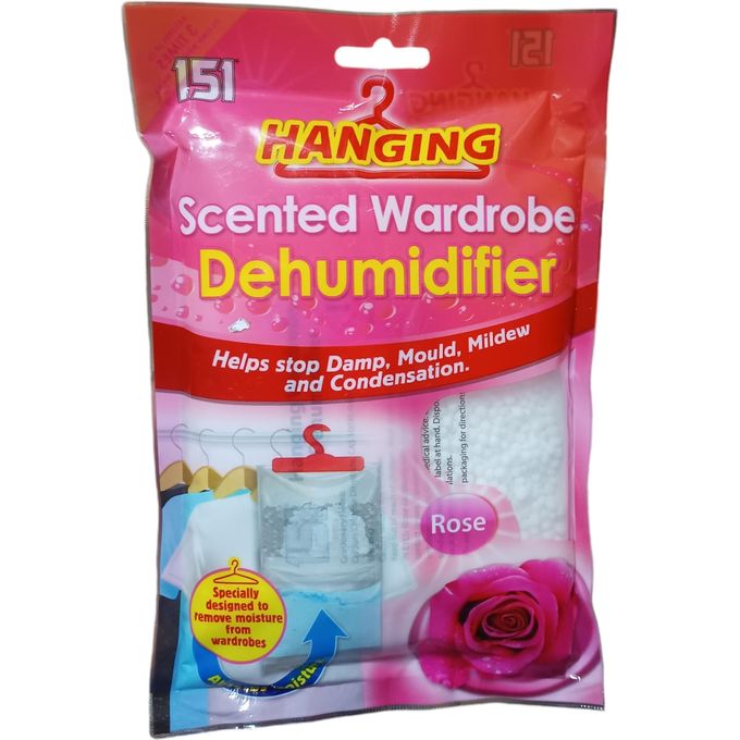AAH Everyday Hanging Wardrobe Dehumidifier Rose 180G-Designed to absorb excess moisture and eliminate musty odors, this hanging dehumidifier is perfect for wardrobes, closets, lockers, or storage