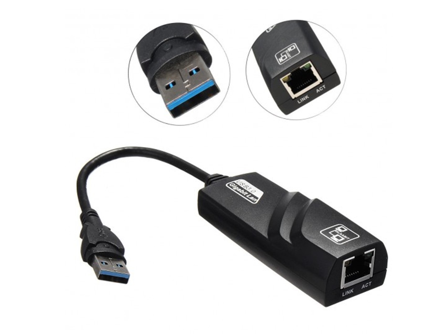 Portable USB 3.0 to 10/100/1000 Ethernet adapter connects your computer or tablet to a router, modem or switch via RJ-45 cable for convenient wired network connection