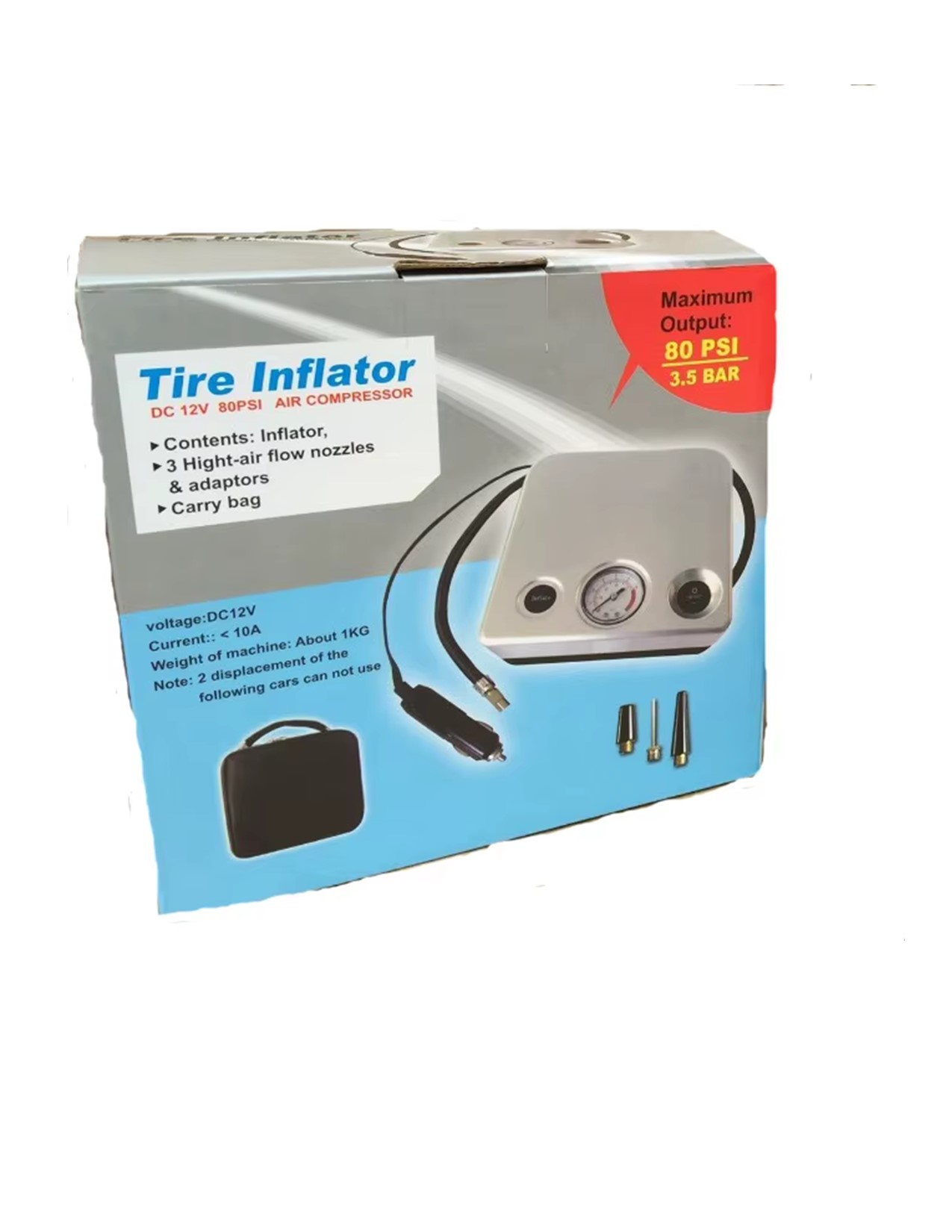 CARSUN Tire Inflator Portable Air Compressor 12V Small Air Pump for Car Tires Bicycle Bike