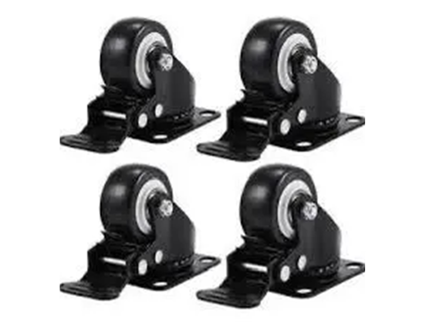 4 Pack 3" Swivel Caster Wheels  with brakes Rubber Base with Top Plate & Bearing Heavy Duty For Furniture