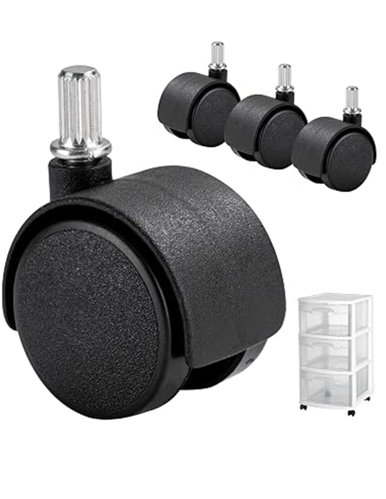 2" Office Chair Replacement Caster Wheels-   Swiveling Top Plate With Brakes Small Flat Caster Wheels Furniture Castor For Carpet Furniture