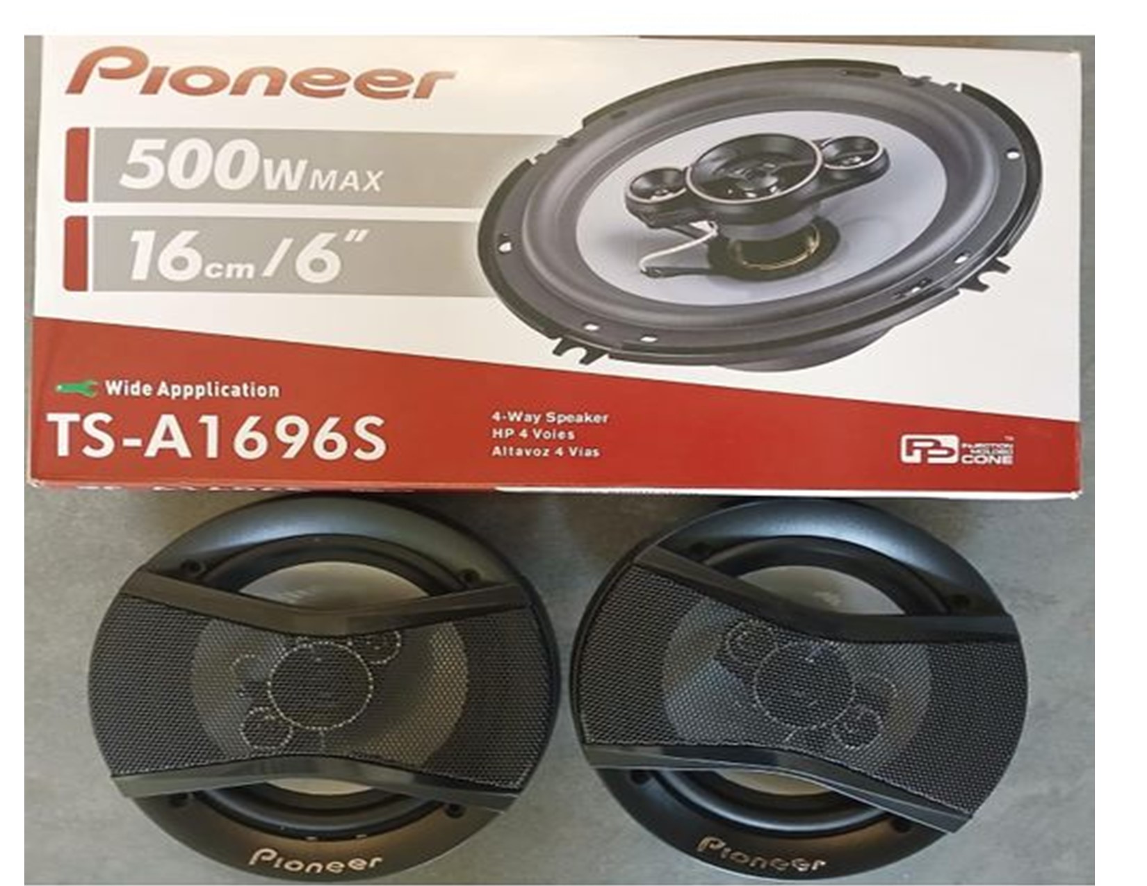 Pioneer TS-A1696S Car 4 Way Car Speaker Flush Mount Car Speakers. 6 x 6 -2pcs 500w- Featuring a HOP Aramid Carbon Fiber Matrix cone woofer for punchy bass, and high-power