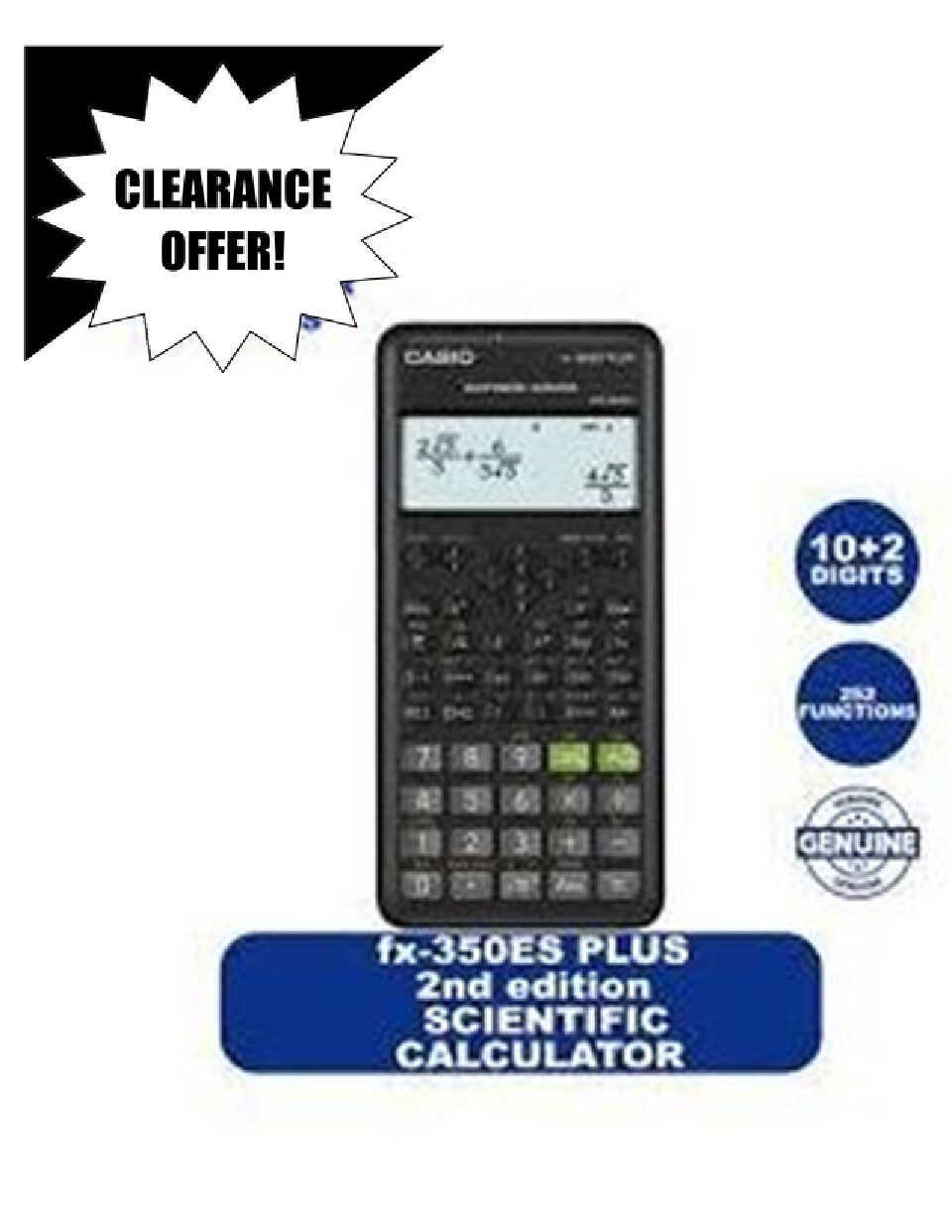 Casio Fx350ES Plus 2nd edition Scientific Calculator 10 + 2 Digits