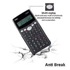 Deli WD-100MS Scientific Calculator with 300 Fractional and Arithmetical Function | 2 Line LED Display