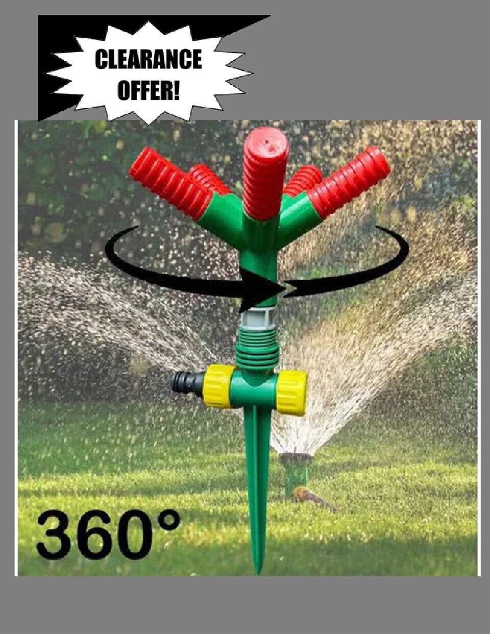 5-Head Lawn Water Sprinkler – Rotary Garden Spray Irrigation Sprinkler for Yard & Farm