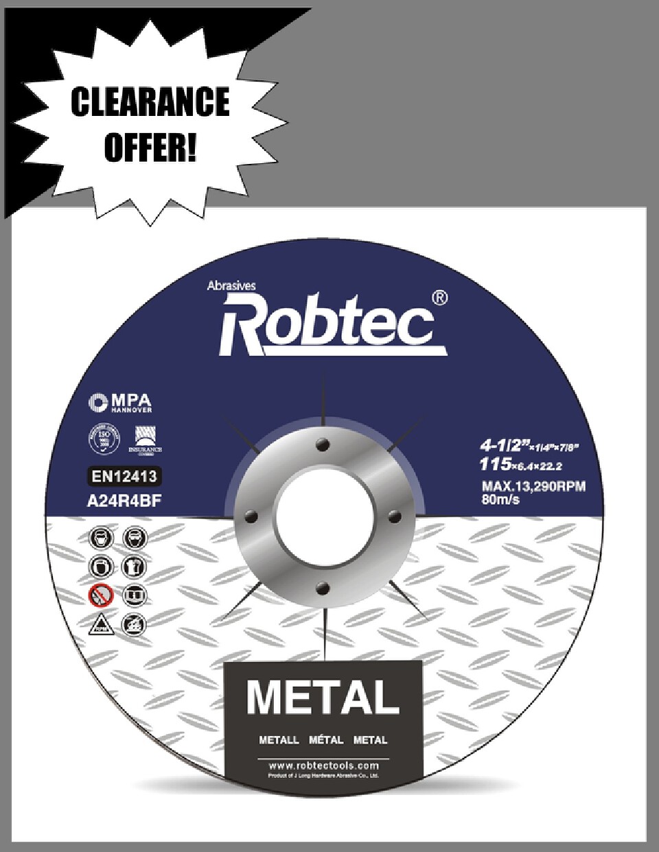 Robtec 4.5" Metal Cutting Disc - Abrasive Grinding Disc for Angle Grinder (4.5 Inch) Cutting Wheel for Steel & Metal Fabrication