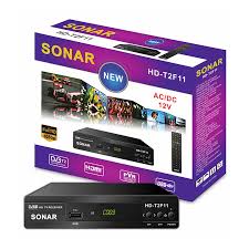 Sonar HD-T2F11 Free To Air Digital TV Decoder Full HD 1080p, DVB-T2 Receiver with HDMI & USB Support, PVR Recording, AC/DC 12V Compatible Set Top Box with Remote Control