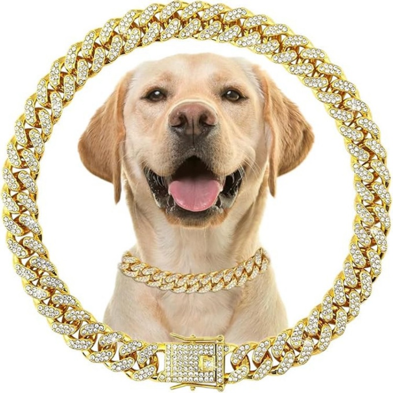 Hot Sale African Trendy 12mm Wide Bling Bling Full Rhinestone Christmas Dog Collar Iced Out Pet Collar Fit Small Medium Large Dogs Cats Pet Accessories Holiday