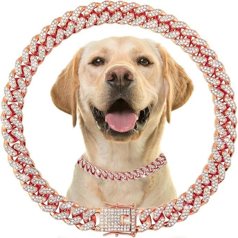 Hot Sale African Trendy 12mm Wide Bling Bling Full Rhinestone Christmas Dog Collar Iced Out Pet Collar Fit Small Medium Large Dogs Cats Pet Accessories Holiday