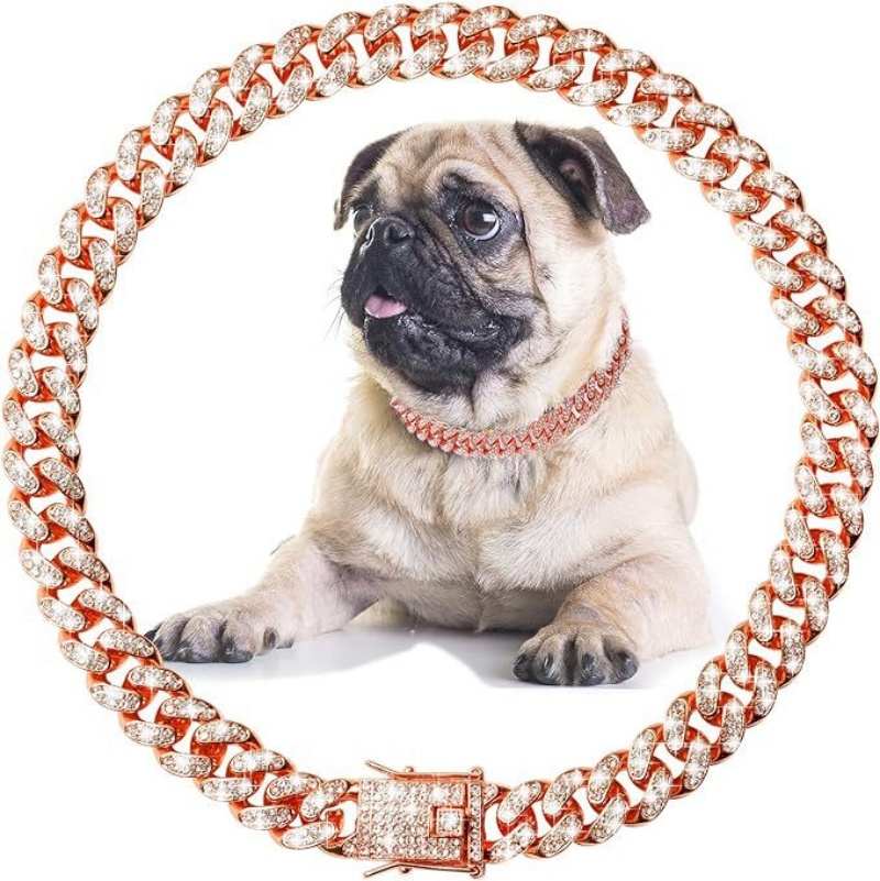 Hot Sale African Trendy 12mm Wide Bling Bling Full Rhinestone Christmas Dog Collar Iced Out Pet Collar Fit Small Medium Large Dogs Cats Pet Accessories Holiday