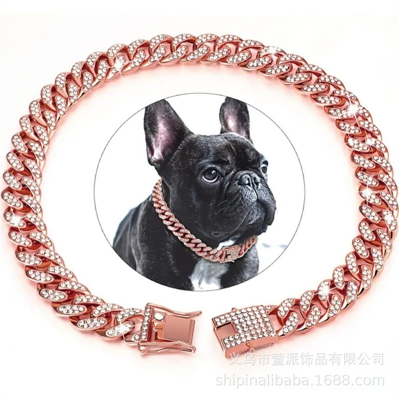 Hot Sale African Trendy 12mm Wide Bling Bling Full Rhinestone Christmas Dog Collar Iced Out Pet Collar Fit Small Medium Large Dogs Cats Pet Accessories Holiday