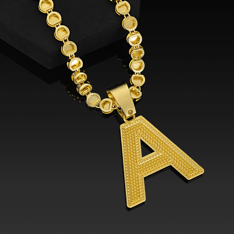 Hot Selling Fashion Hip Hop Cuban Link Chain Necklace 3D Iced Out Letter A with Candy Heart Pendant Popular African Rap Street Dance Jewelry Accessory
