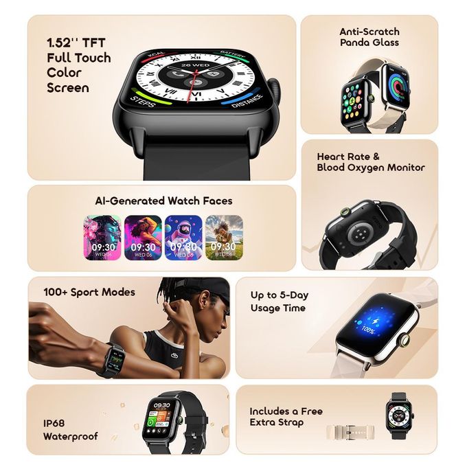 Oraimo Watch 6 Nano Sleek Design, Textured Elegance Smart Watch