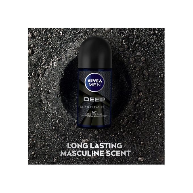 NIVEA MEN Deep Anti-Perspirant Roll-on For Men 48h - 50ml (Pack of 2)