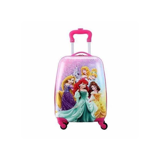 16 Inches D's Cartoon Print Barbie Travel Suitcase (Trolley Bag) For Girls And Kids With Back Print- Pink