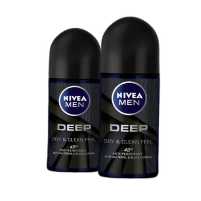 NIVEA MEN Deep Anti-Perspirant Roll-on For Men 48h - 50ml (Pack of 2)