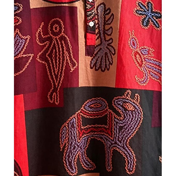 Men's African Tribal Print Henley Shirt Casual Loose Stand Collar Short Sleeve Lightweight Summer Top for Men