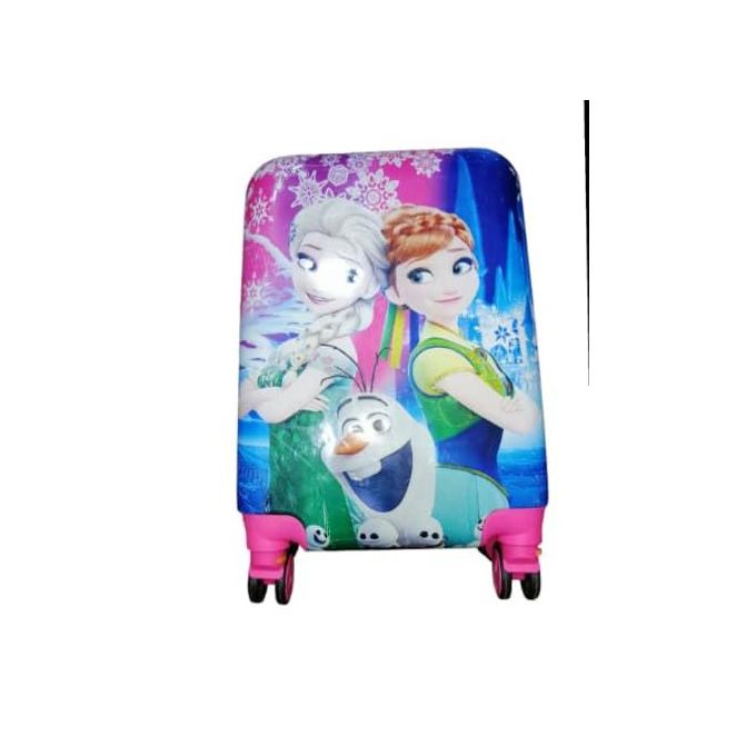 16 Inches D's Cartoon Print Barbie Travel Suitcase (Trolley Bag) For Girls And Kids With Back Print- Pink
