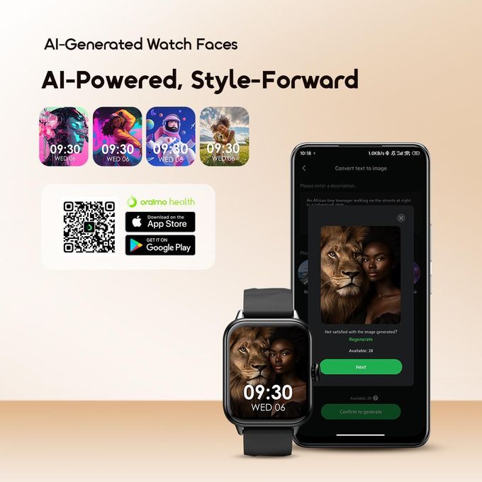 Oraimo Watch 6 Nano Sleek Design, Textured Elegance Smart Watch