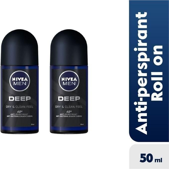 NIVEA MEN Deep Anti-Perspirant Roll-on For Men 48h - 50ml (Pack of 2)