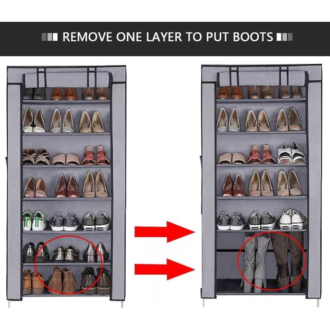 CYFAZA 7-Level Shoe Organizer - 24 Pairs Capacity Storage Solution for Home, Durable Fabric, Space-Saving, Ideal for Daily Use