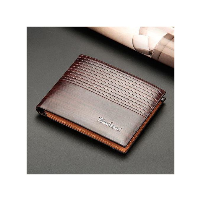 Men's Bifold PU Leather Mini Wallet - Brown