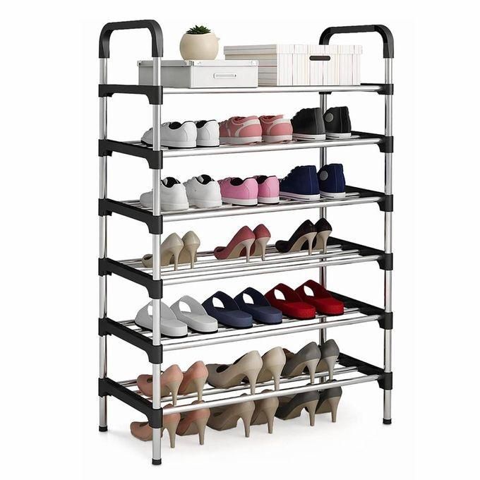 CYFAZA 6-Tiers Shoe Rack Storage Organizer 21 Pairs Large Capacity - Sturdy Steel Frame, Breathable Fabric Shelves, Space-Saving Design for Home Entryway Closet