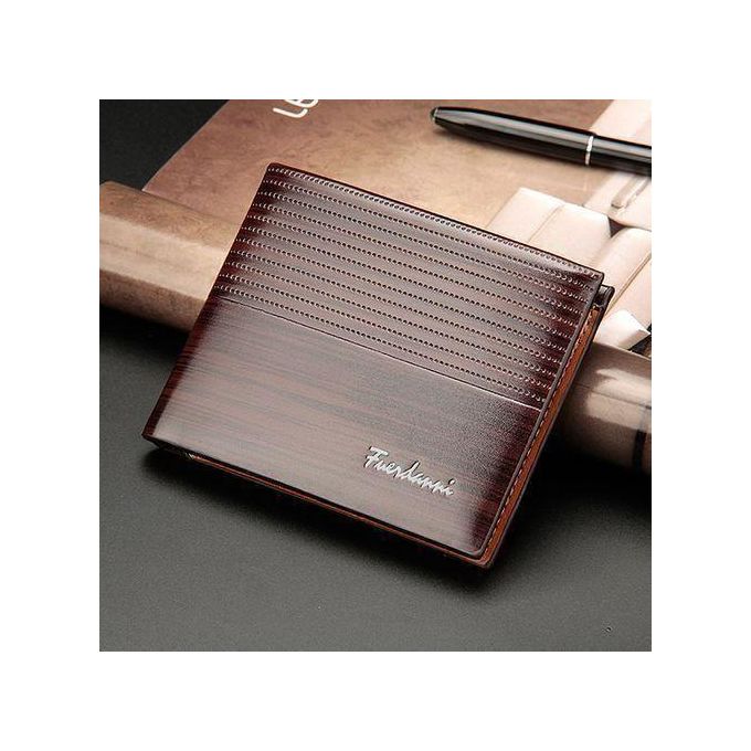 Men's Bifold PU Leather Mini Wallet - Brown