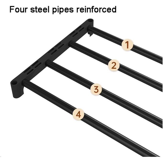 TIMBUTUS 5-Layer Steel Pipe Shoe Rack 56x25.5x90cm - Sturdy Space-Saving Shoe Organizer for Home Entryway, Hallway, Bedroom, Durable Black Metal Frame, Easy Assembly, Fits Up to 15 Pairs of Shoes
