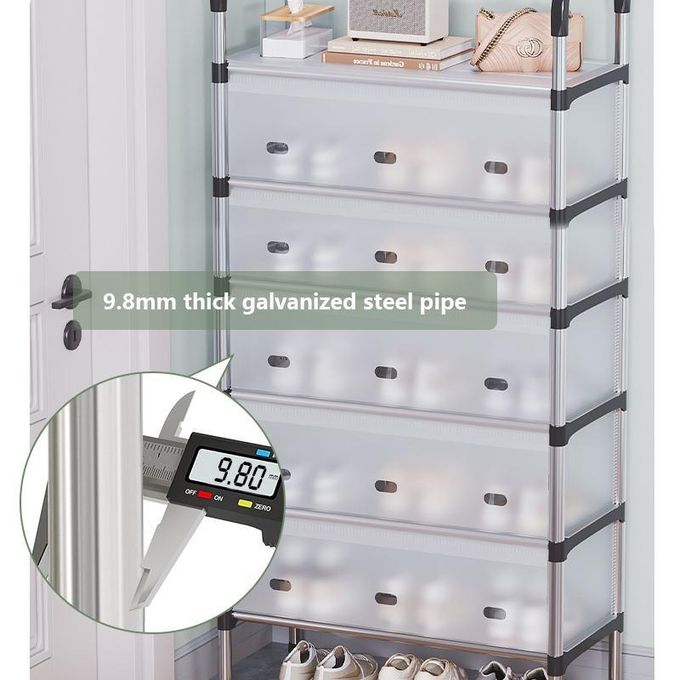 CYFAZA Shoe Rack Organizer 6 Tiers Dust-proof Stainless Steel Free Standing Shoe Storage for Home Entryway Closet, Space Saving, 21-36 Pairs