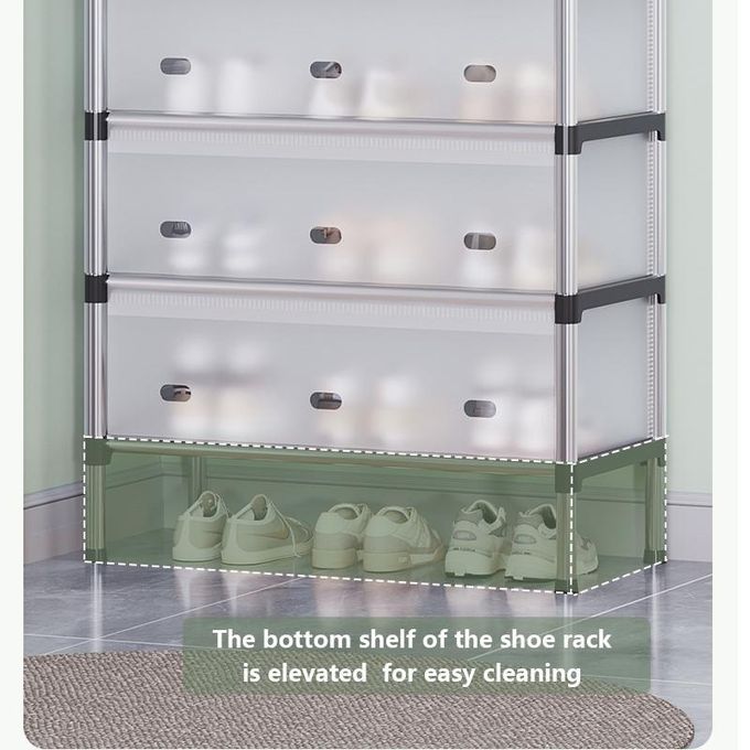 CYFAZA Shoe Rack Organizer 6 Tiers Dust-proof Stainless Steel Free Standing Shoe Storage for Home Entryway Closet, Space Saving, 21-36 Pairs