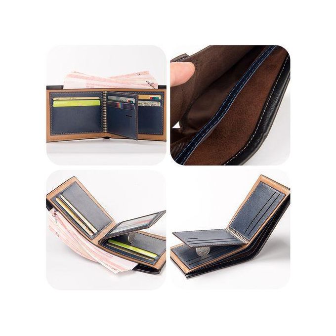 Men's Bifold PU Leather Mini Wallet - Brown
