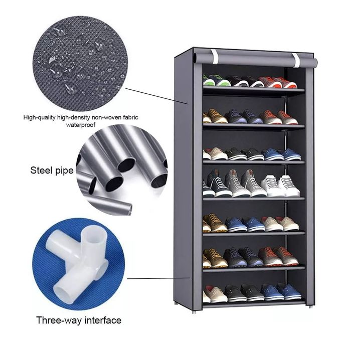 CYFAZA 7-Level Shoe Organizer - 24 Pairs Capacity Storage Solution for Home, Durable Fabric, Space-Saving, Ideal for Daily Use