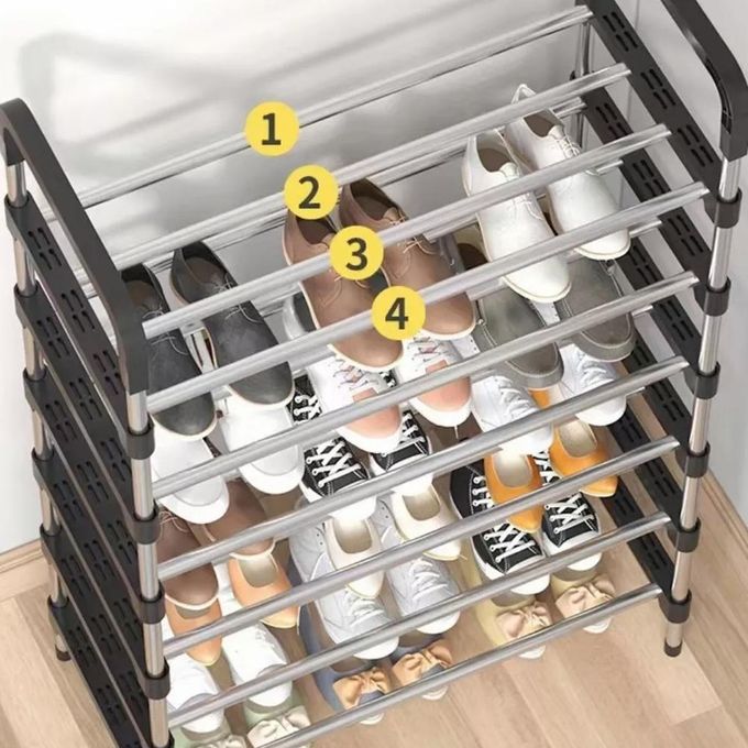 CYFAZA 6-Tiers Shoe Rack Storage Organizer 21 Pairs Large Capacity - Sturdy Steel Frame, Breathable Fabric Shelves, Space-Saving Design for Home Entryway Closet