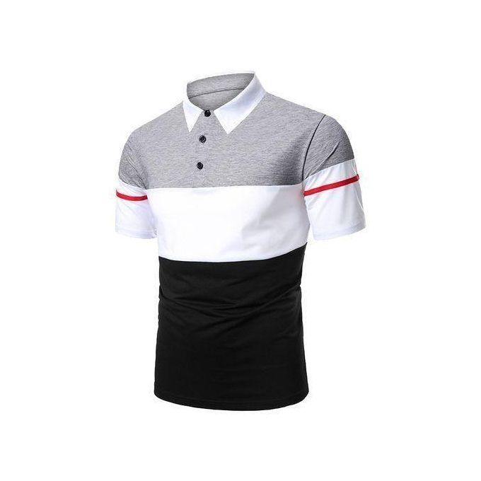 Berrykey Mens Business Polos Shirts Casual Joggers Tshirt Top - Grey