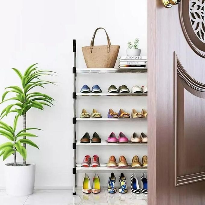 CYFAZA 6-Tiers Shoe Rack Storage Organizer 21 Pairs Large Capacity - Sturdy Steel Frame, Breathable Fabric Shelves, Space-Saving Design for Home Entryway Closet