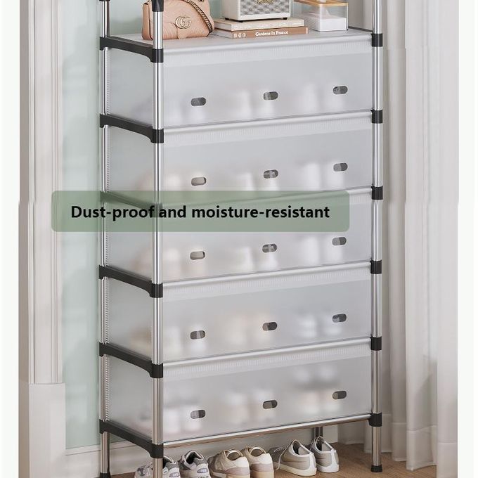 CYFAZA Shoe Rack Organizer 6 Tiers Dust-proof Stainless Steel Free Standing Shoe Storage for Home Entryway Closet, Space Saving, 21-36 Pairs