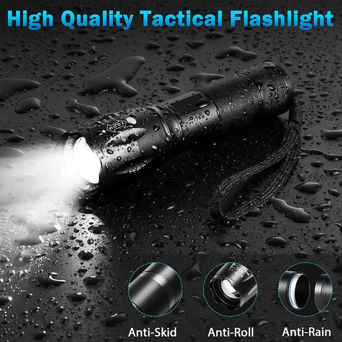Mythco 2 Pack Tactical Flashlights Torch, 5 Modes 3000 High Lumens LED, Rechargeable, Waterproof, Durable for Outdoor Camping, Emergency, Home Use